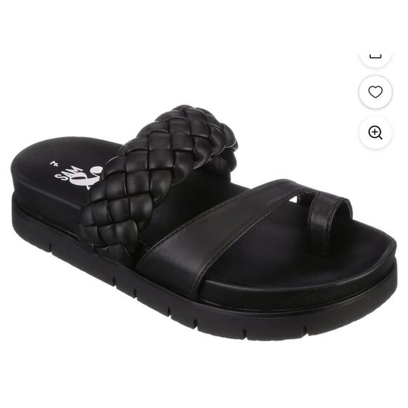 Sam & Libby Shoes - Sam & Libby Adelia Womens Black Footbed Sandals Double Strap Slides, sz 8